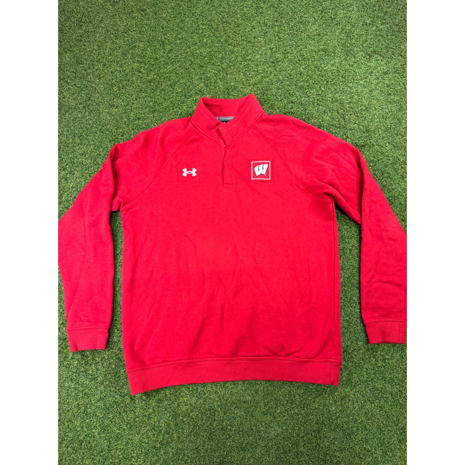 Under Armour Wisconsin Badgers Mens Large Red Quarter Snap Fleece Sweatshirt